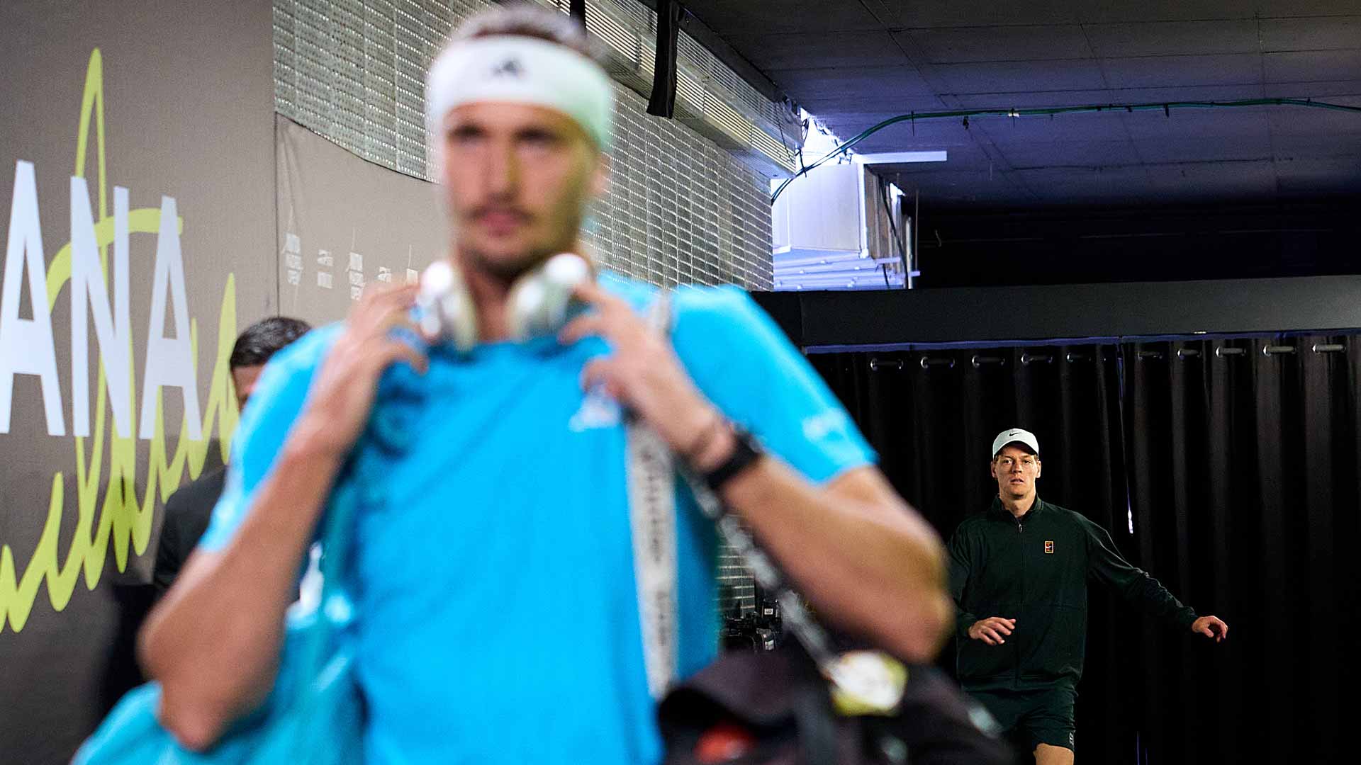<a href='https://www.atptour.com/en/players/alexander-zverev/z355/overview'>Alexander Zverev</a> and <a href='https://www.atptour.com/en/players/jannik-sinner/s0ag/overview'>Jannik Sinner</a> ahead of Sunday's final.