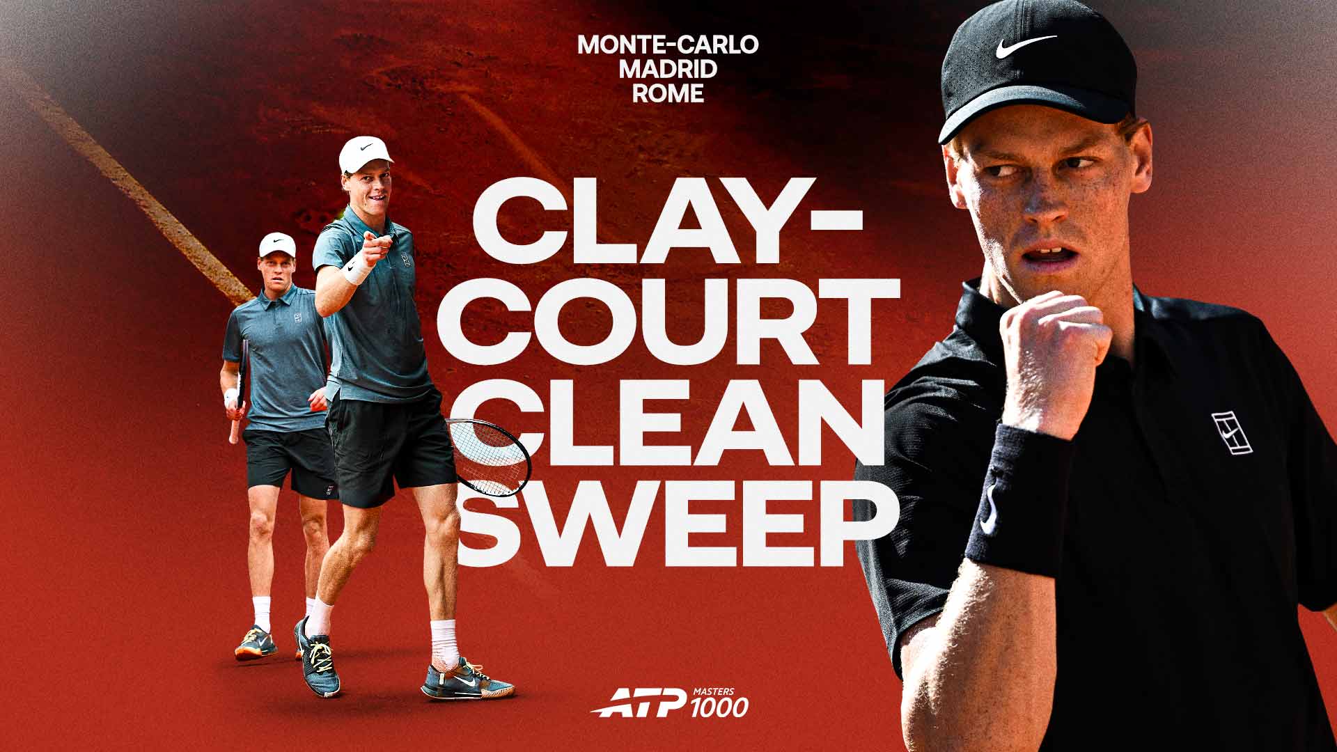 Jannik Sinner joined Rafael Nadal as the second player in history to win all three clay-court ATP Masters 1000 events in one season.