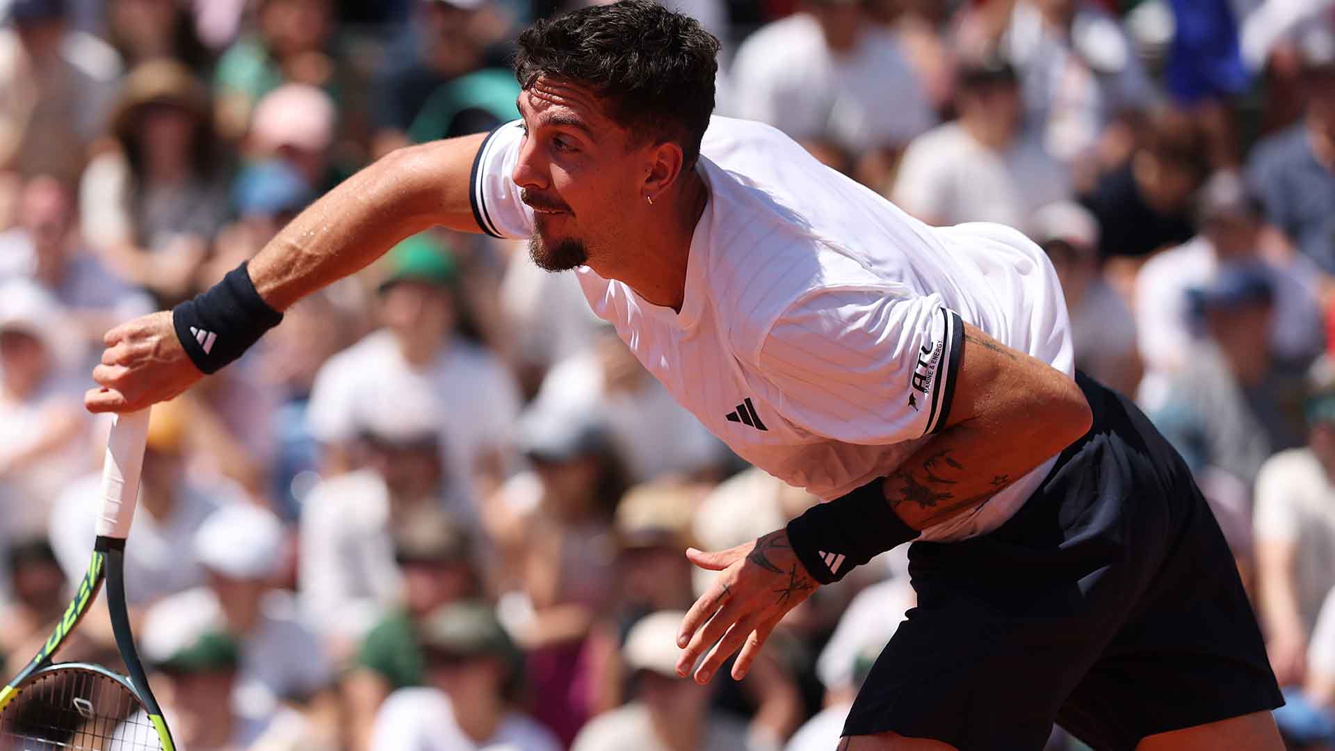 Thanasi Kokkinakis defeats Terence Atmane in five sets in Paris on Monday. 
