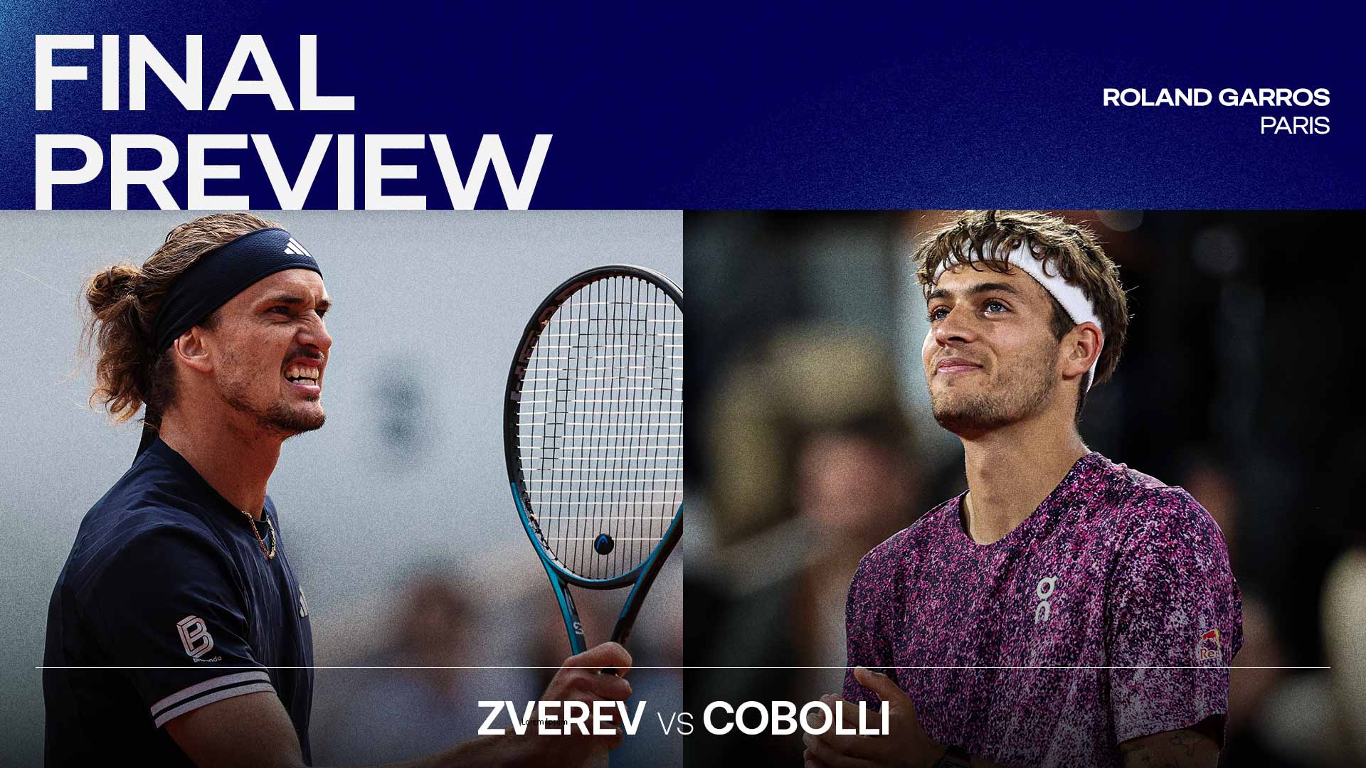 Alexander Zverev and Flavio Cobolli will meet in the Roland Garros final on Sunday.