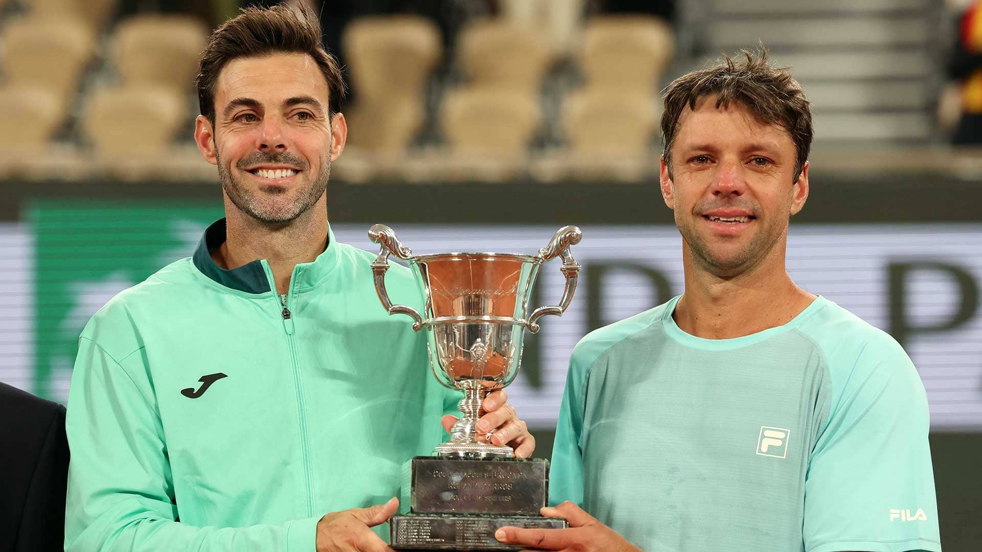 Marcel Granollers and Horacio Zeballos lift their third major trophy as a team on Saturday in Paris.