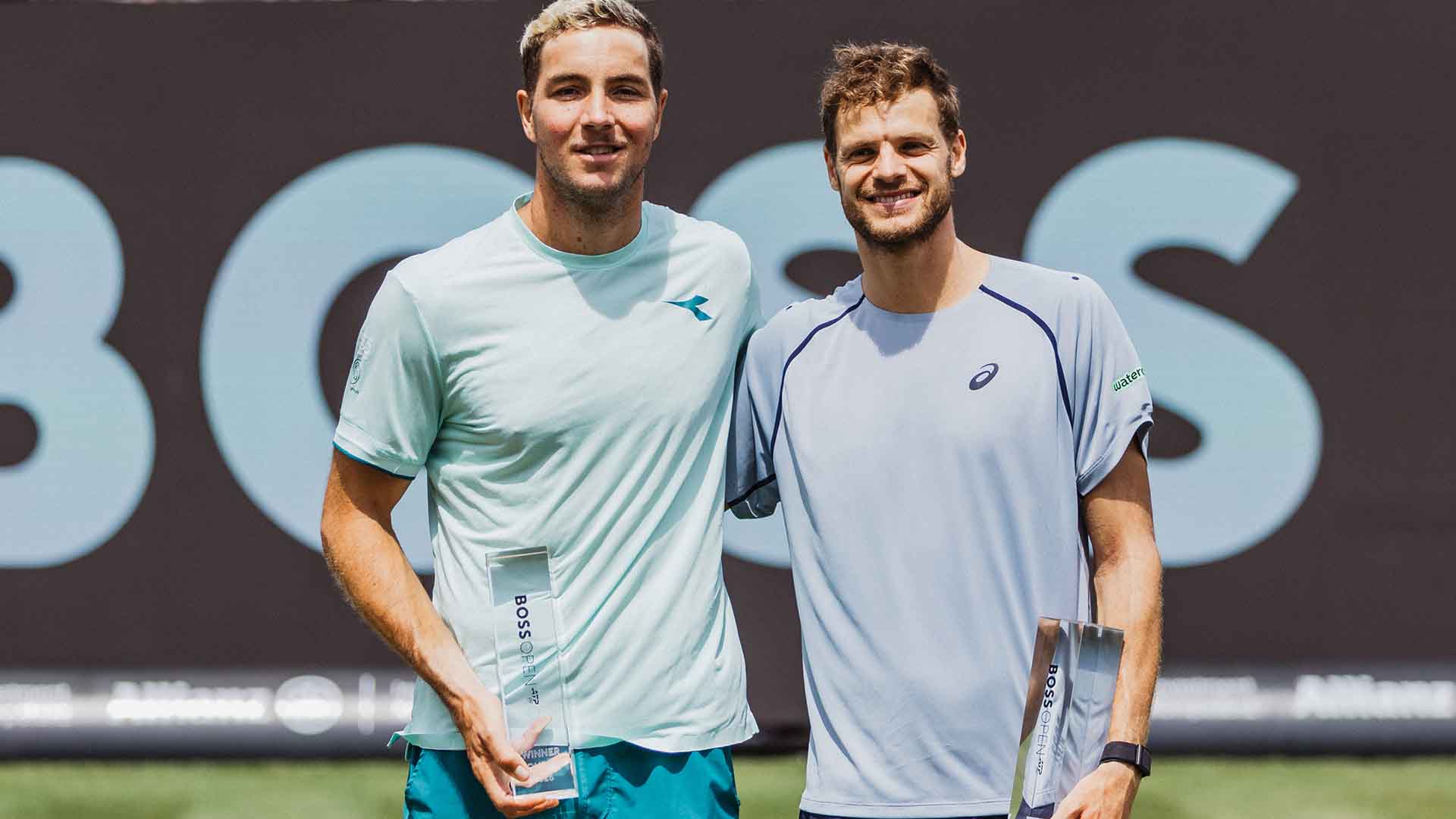 Yannick Hanfmann and Jan-Lennard Struff win the doubles title in Stuttgart on Sunday. 