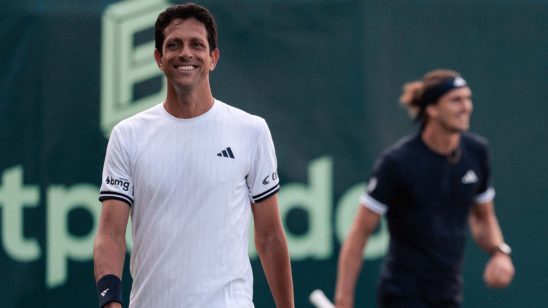 Marcelo Melo and Alexander Zverev enjoyed a first-round doubles victory together on Monday in Halle.