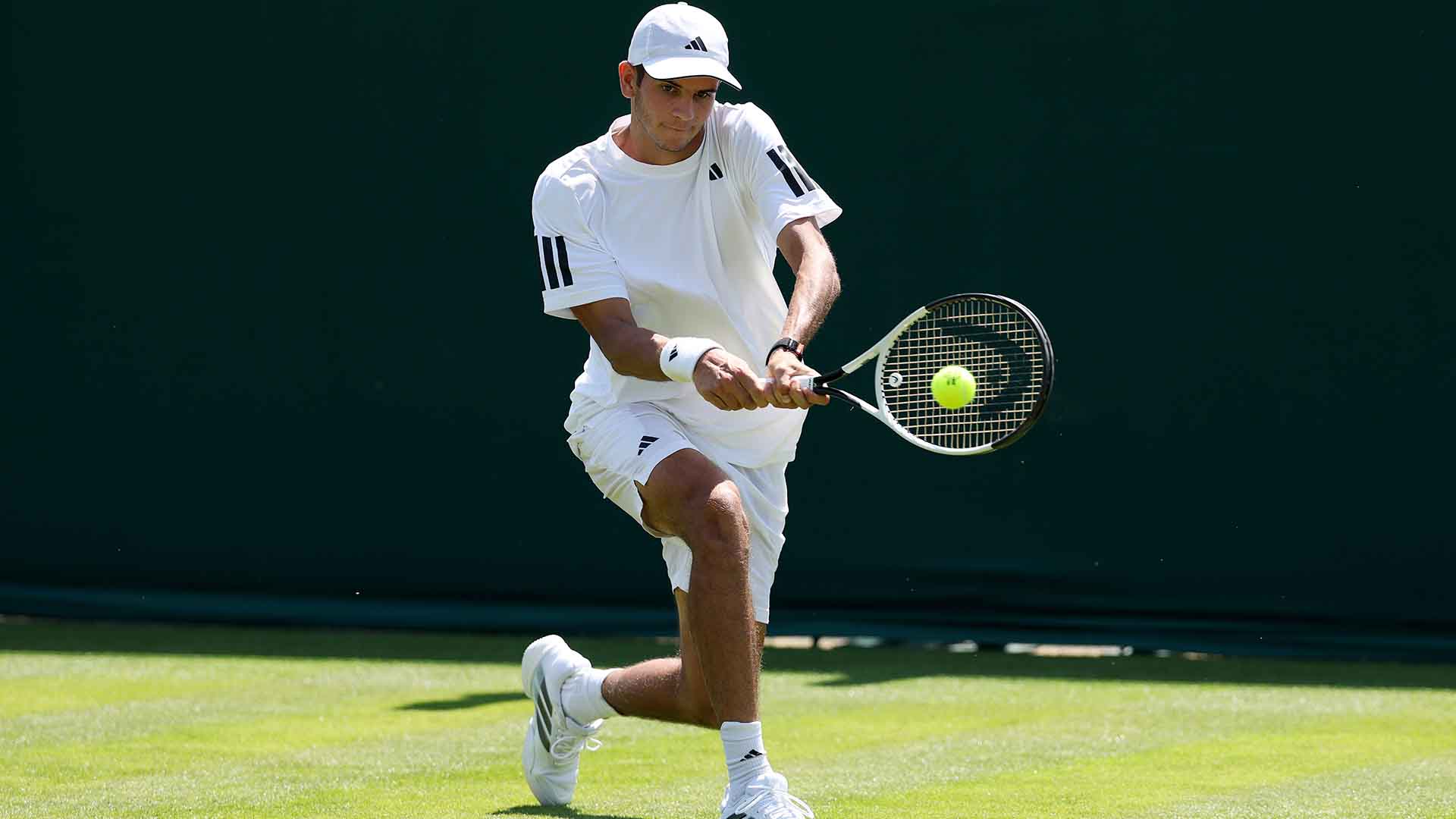 Rafael Jodar practises at the All England Club in Wimbledon on Wednesday.  