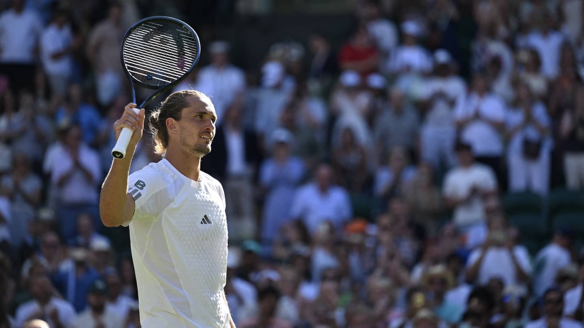 Zverev, tras ganar su segundo partido en Wimbledon.