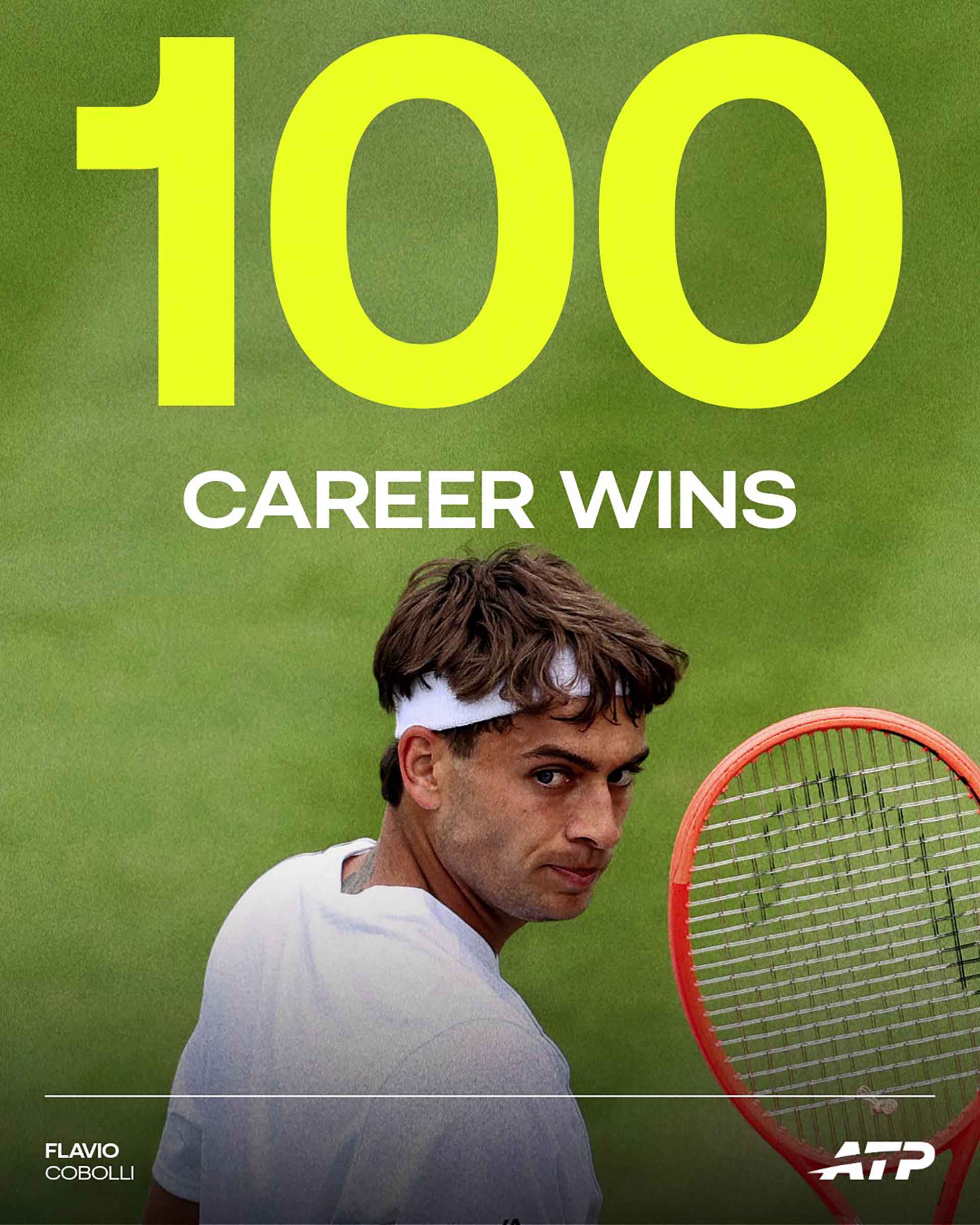 <a href='https://www.atptour.com/en/players/flavio-cobolli/c0e9/overview'>Flavio Cobolli</a> earned his 100th tour-level win at <a href='https://www.atptour.com/en/tournaments/wimbledon/540/overview'>Wimbledon</a> Thursday, when he defeated <a href='https://www.atptour.com/en/players/james-duckworth/d994/overview'>James Duckworth</a> in the second round.