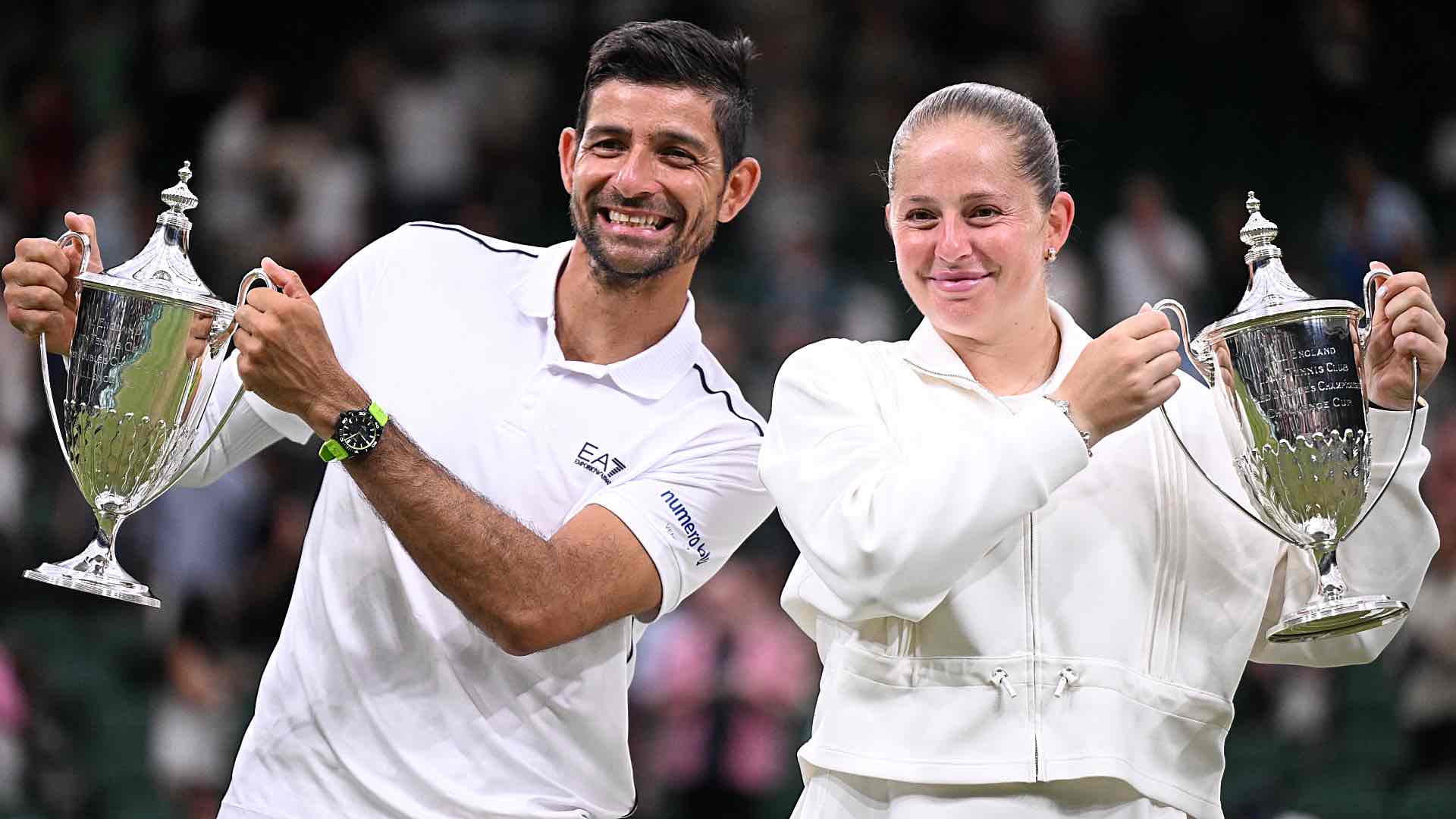 Marcelo Arevalo and Jelena Ostapenko win the Wimbledon mixed doubles crown.