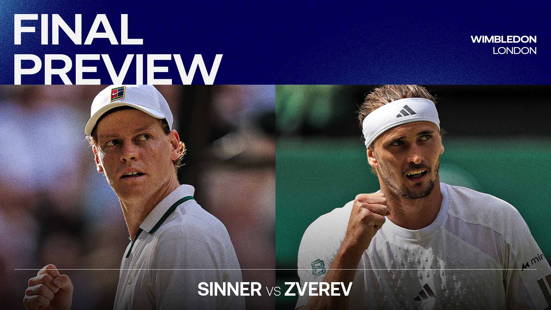 Jannik Sinner and Alexander Zverev will face off Sunday in the Wimbledon championship match.