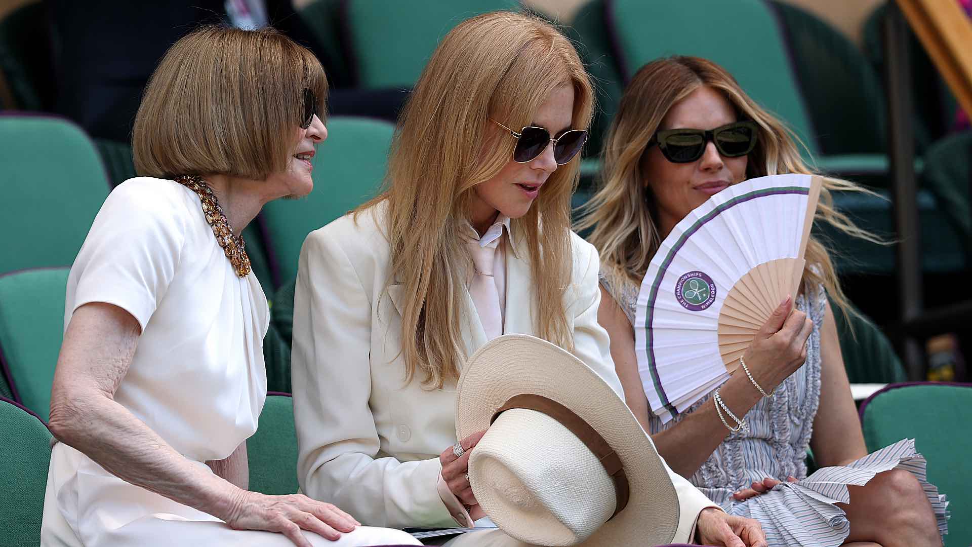 Anna Wintour, actresses Nicole Kidman and Sienna Miller at <a href='https://www.atptour.com/en/tournaments/wimbledon/540/overview'>Wimbledon</a> 2026 final.