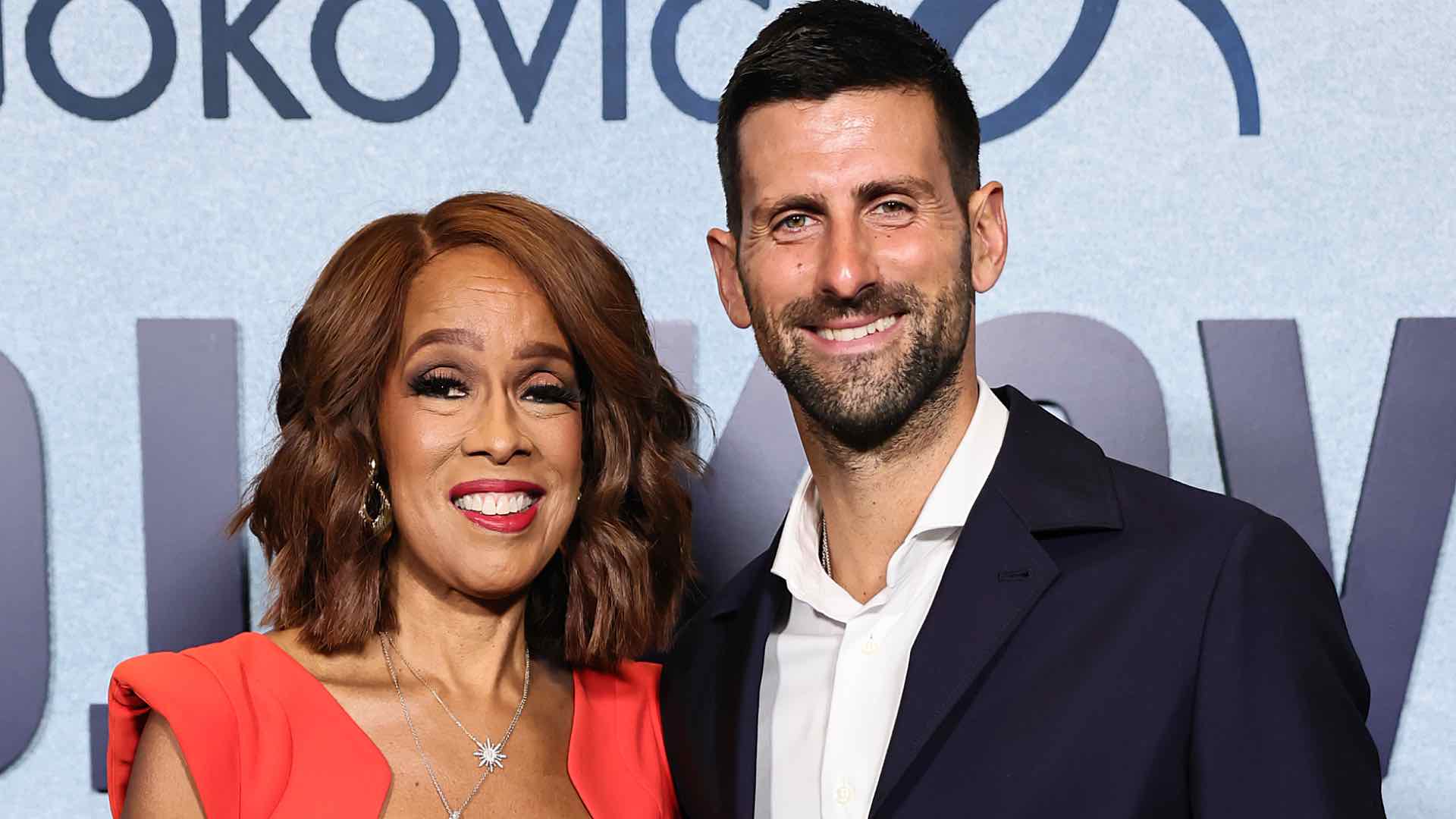 <a href='https://www.atptour.com/en/players/novak-djokovic/d643/overview'>Novak Djokovic</a> and Gayle King at the premiere of the Serbian's documentary in New York City.