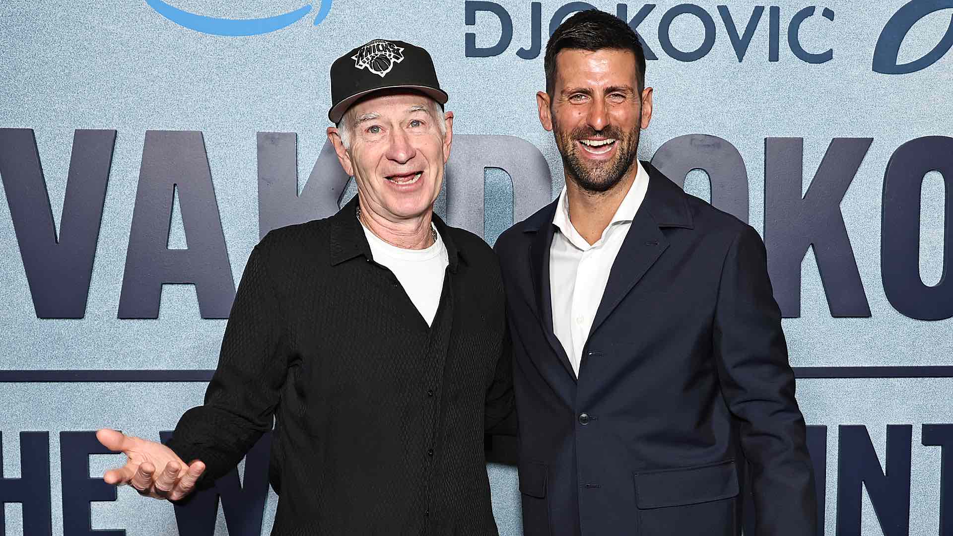 <a href='https://www.atptour.com/en/players/novak-djokovic/d643/overview'>Novak Djokovic</a> and <a href='https://www.atptour.com/en/players/john-mcenroe/m047/overview'>John McEnroe</a> at the premiere of the Serbian's documentary in New York City.