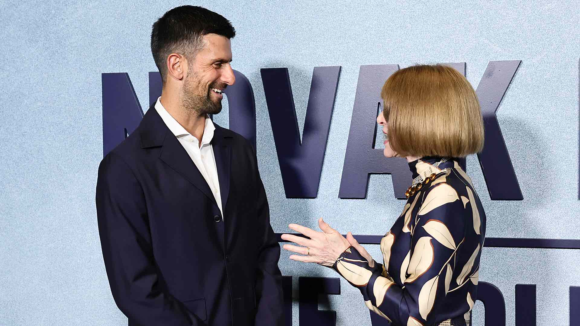 <a href='https://www.atptour.com/en/players/novak-djokovic/d643/overview'>Novak Djokovic</a> with Anna Wintour at the premiere of the Serbian's documentary in New York City.
