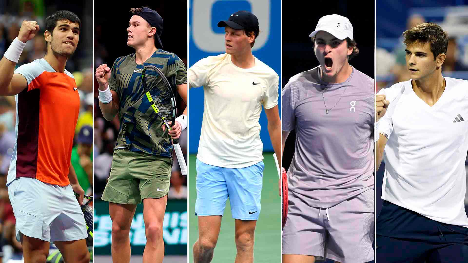 Carlos Alcaraz, Holger Rune, Jannik Sinner y Joao Fonseca son los menores de 20 años con títulos múltiples en esta década.