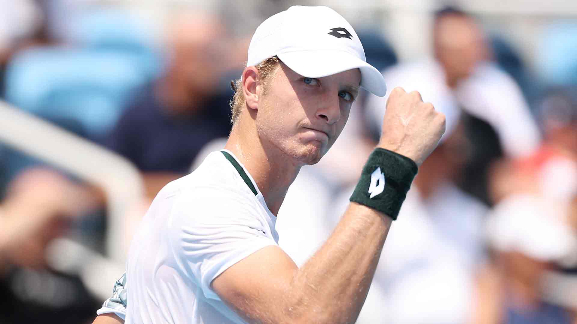 Martín Landaluce celebra un punto en Cincinnati Open.