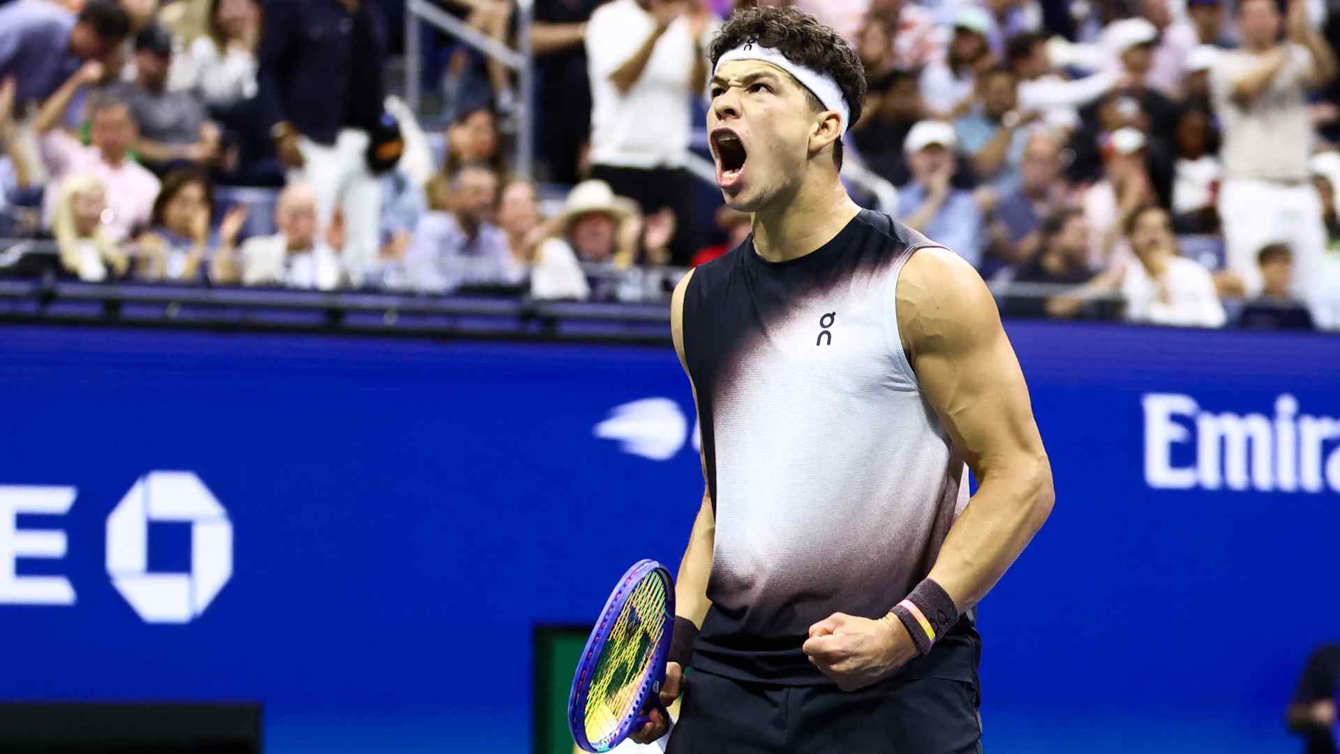 Ben Shelton, No. 9 del PIF ATP Rankings, en acción este viernes en SF del US Open.