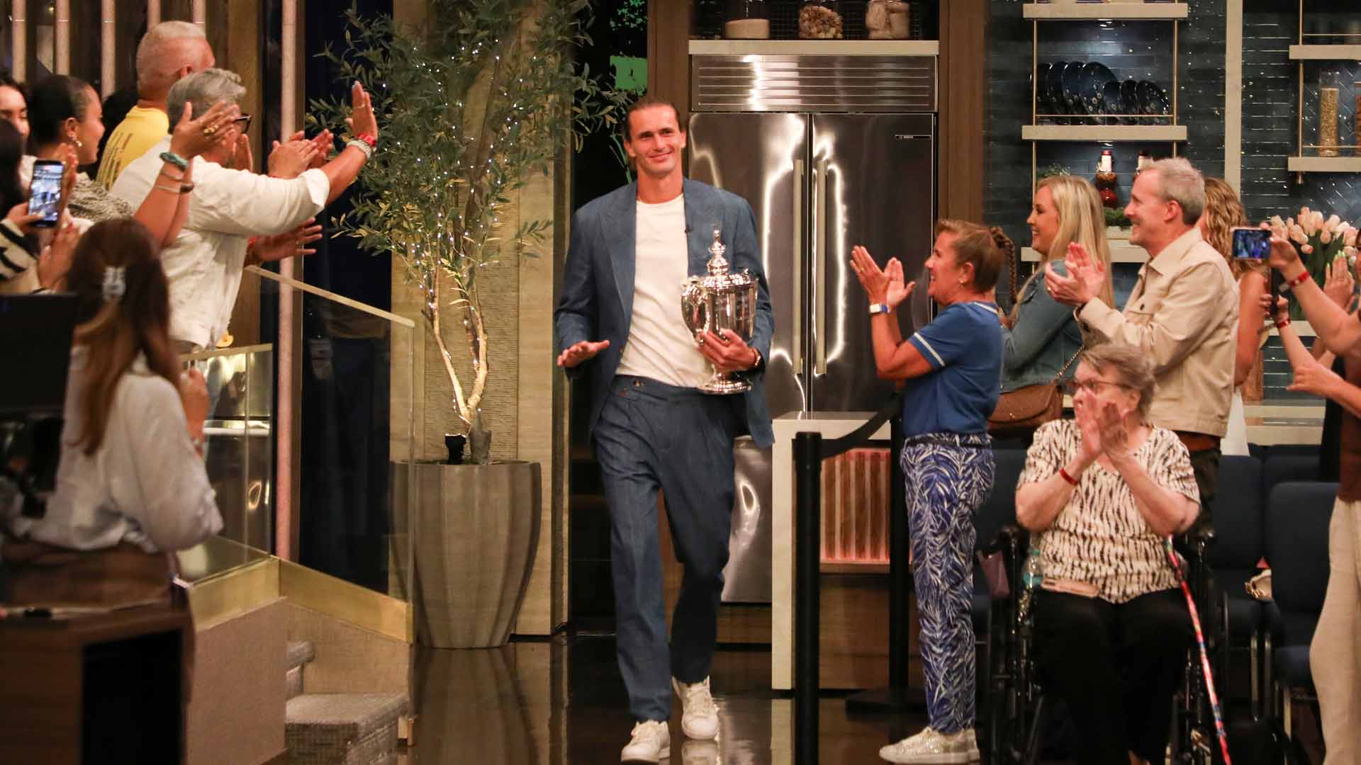 <a href='https://www.atptour.com/en/players/alexander-zverev/z355/overview'>Alexander Zverev</a> at Live with Kelly and Mark on Monday.