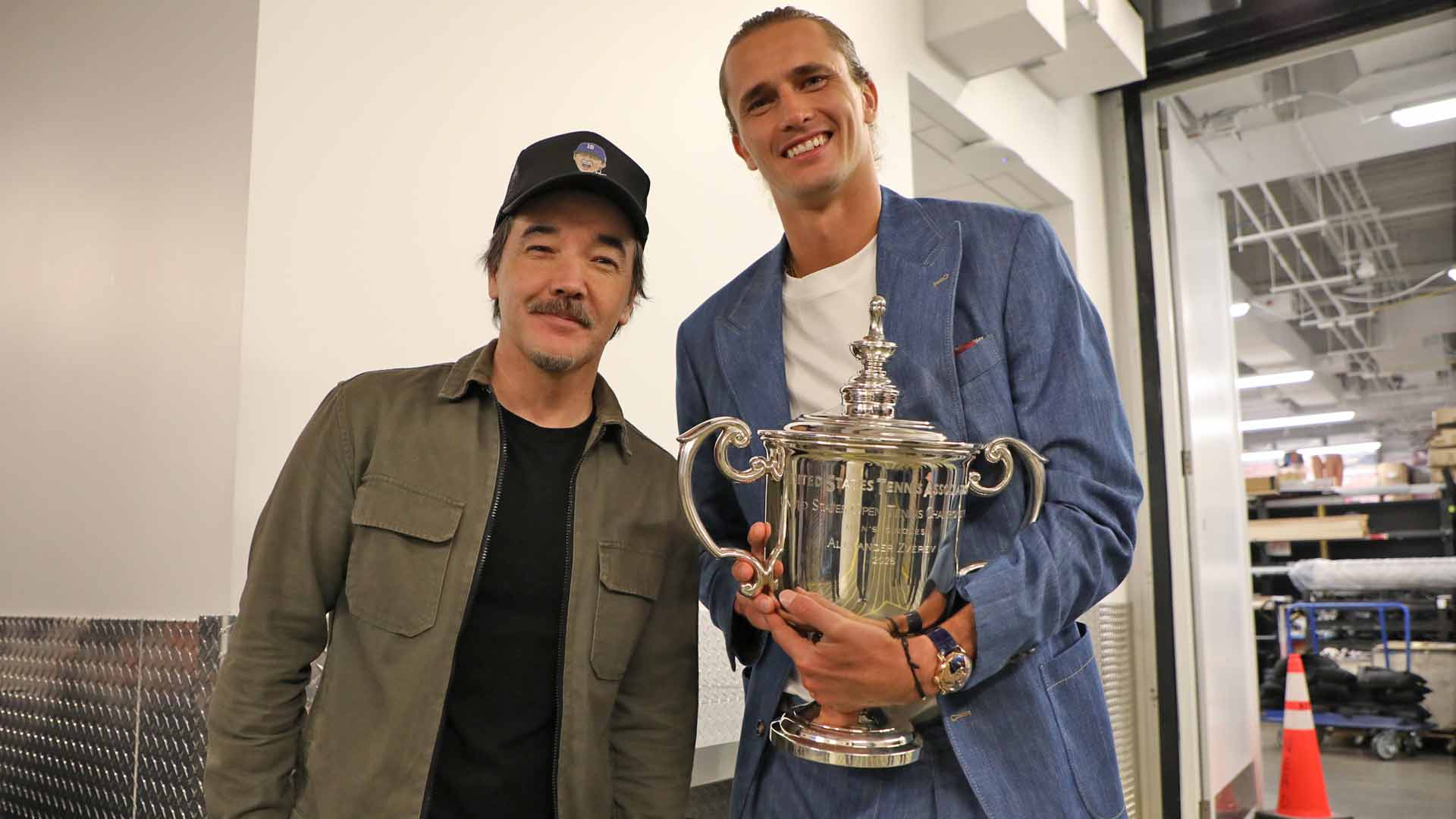 Musician Doug Robb with <a href='https://www.atptour.com/en/players/alexander-zverev/z355/overview'>Alexander Zverev</a>.