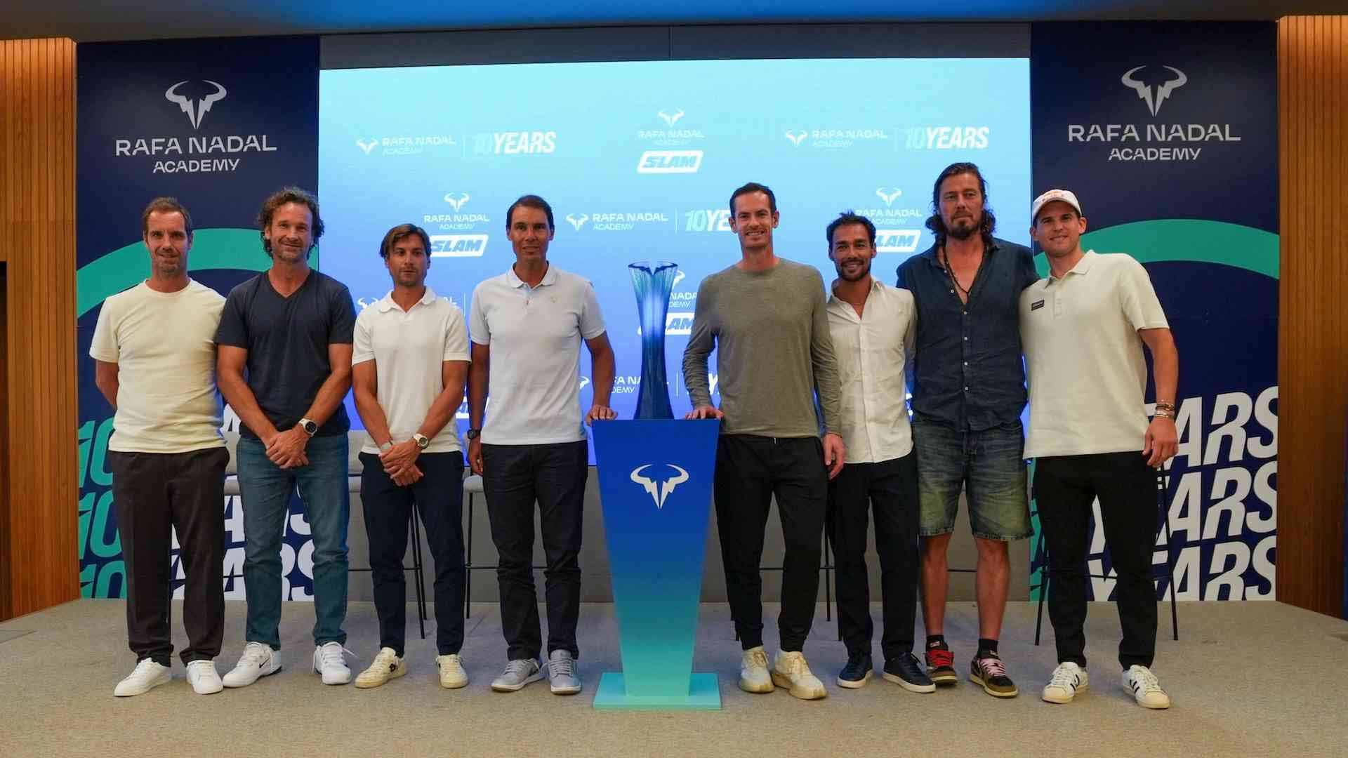 Rafael Nadal celebrates the 10th anniversary of the Rafa Nadal Academy on Saturday in Manacor.