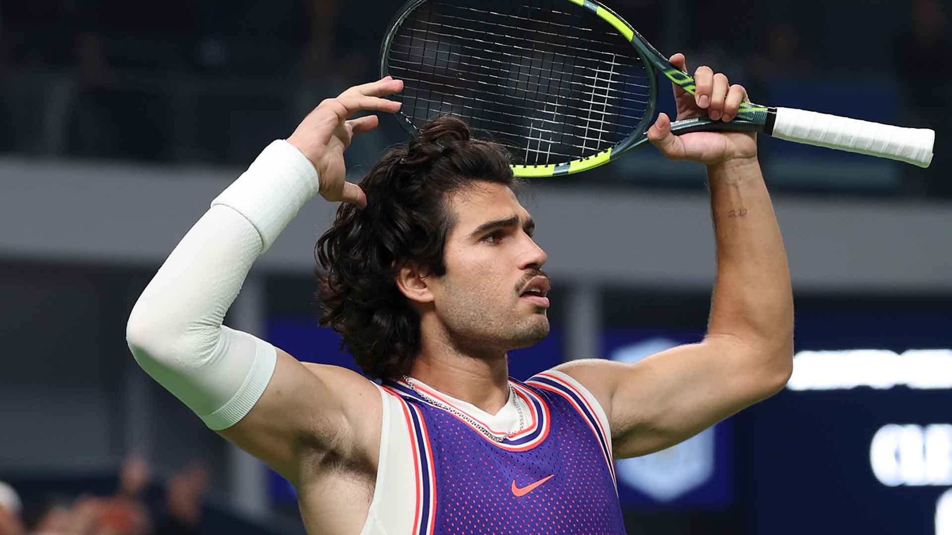 Carlos Alcaraz falls to Zizou Bergs in straight sets on Monday in Shanghai.