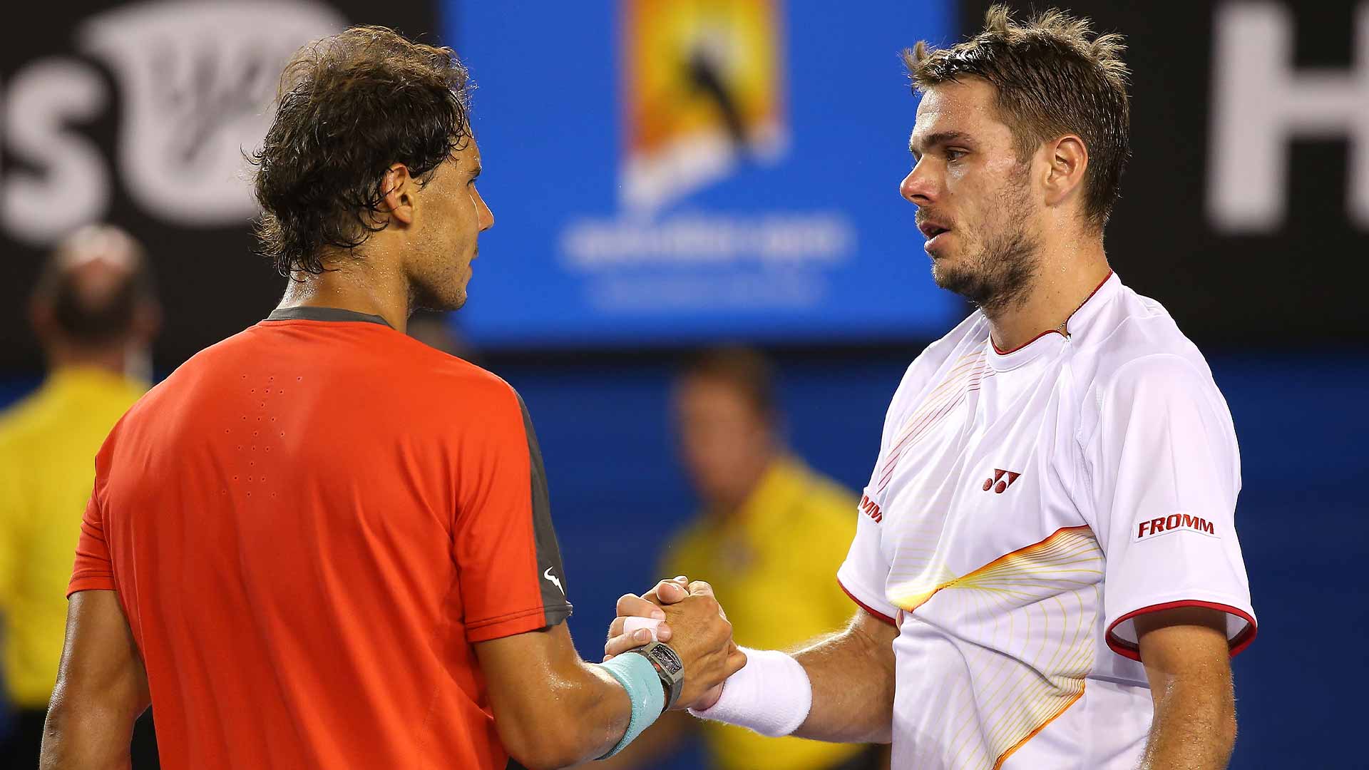 <a href='https://www.atptour.com/en/players/stan-wawrinka/w367/overview'>Stan Wawrinka</a> defeated <a href='https://www.atptour.com/en/players/rafael-nadal/n409/overview'>Rafael Nadal</a> in the 2014 <a href='https://www.atptour.com/en/tournaments/australian-open/580/overview'>Australian Open</a> final to win his first Grand Slam crown.