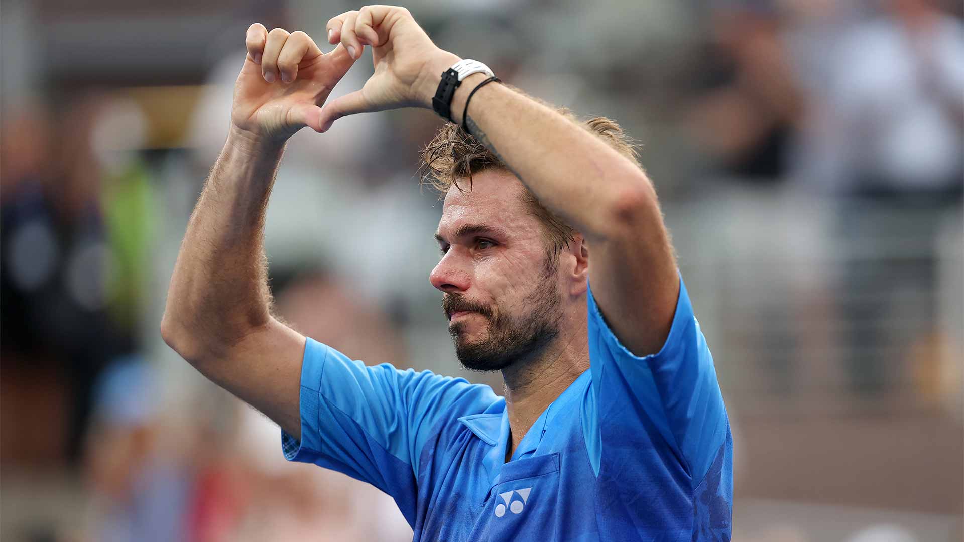 <a href='https://www.atptour.com/en/players/stan-wawrinka/w367/overview'>Stan Wawrinka</a> greets the crowd at the <a href='https://www.atptour.com/en/tournaments/us-open/560/overview'>US Open</a>, where he played his final Grand Slam match.