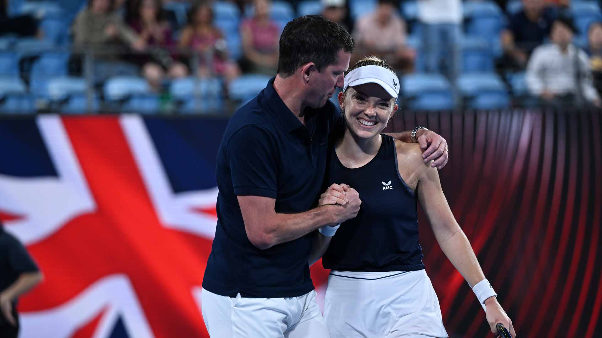 Tim Henman and Katie Swan at the 2023 United Cup.