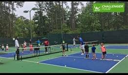 Children enjoy time out on the courts at the ATP Challenger Tour event in Savannah, Georgia.