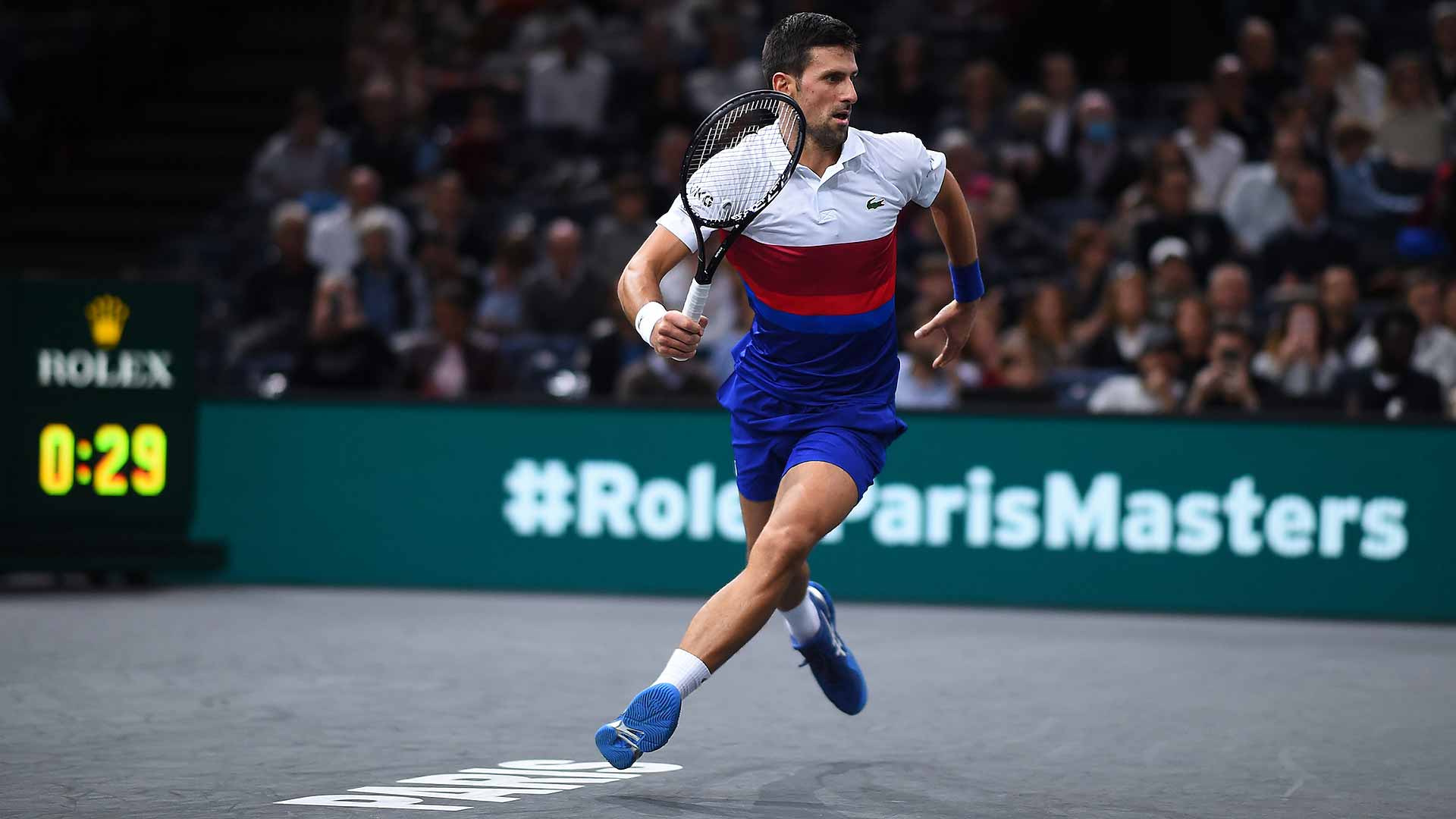 Novak Djokovic at the 2021 Rolex Paris Masters