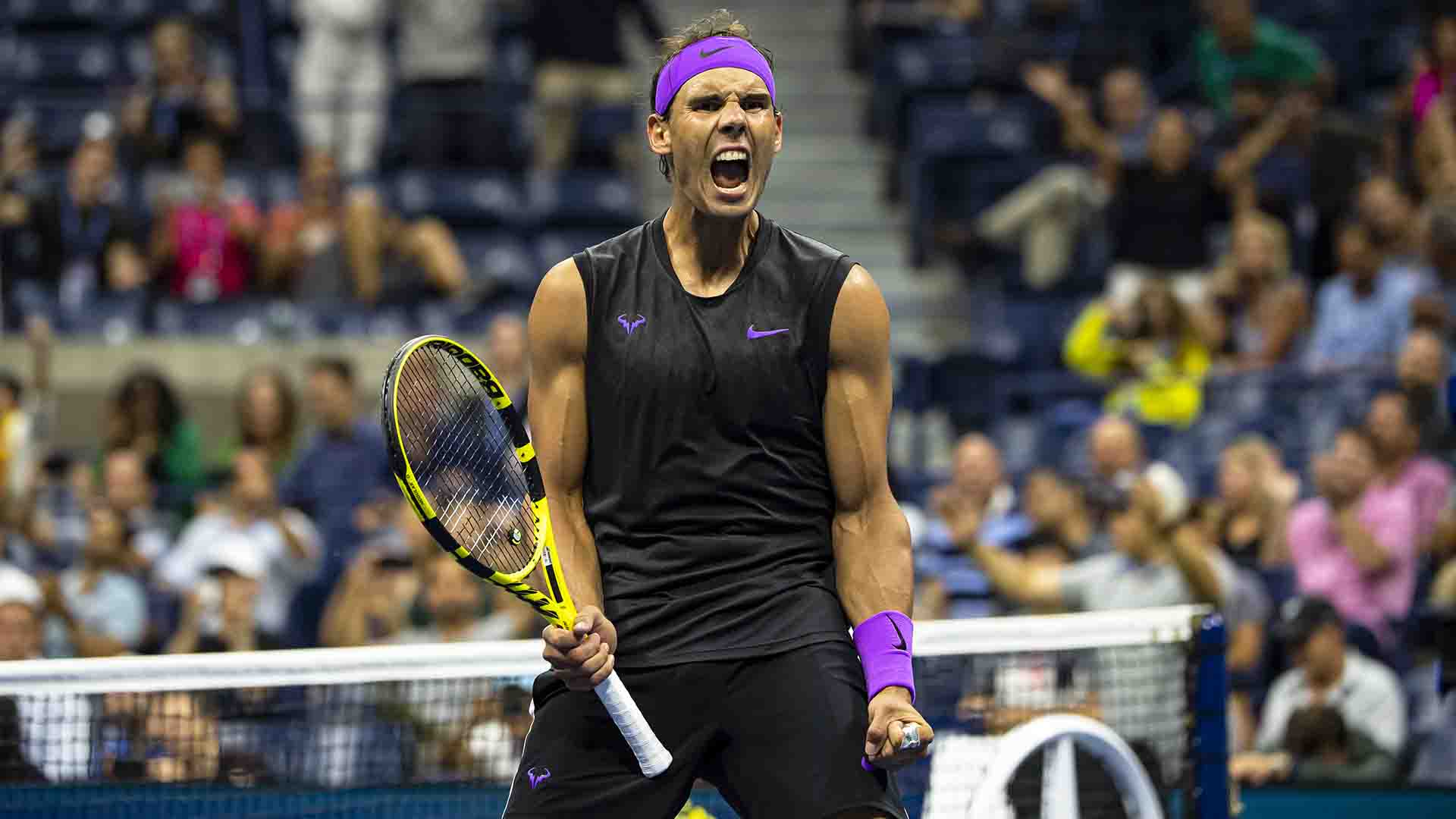 Rafael Nadal outlasts Daniil Medvedev 7-5, 6-3, 5-7, 4-6, 6-4 in four hours and 51 minutes to tie John McEnroe’s mark of four US Open titles.