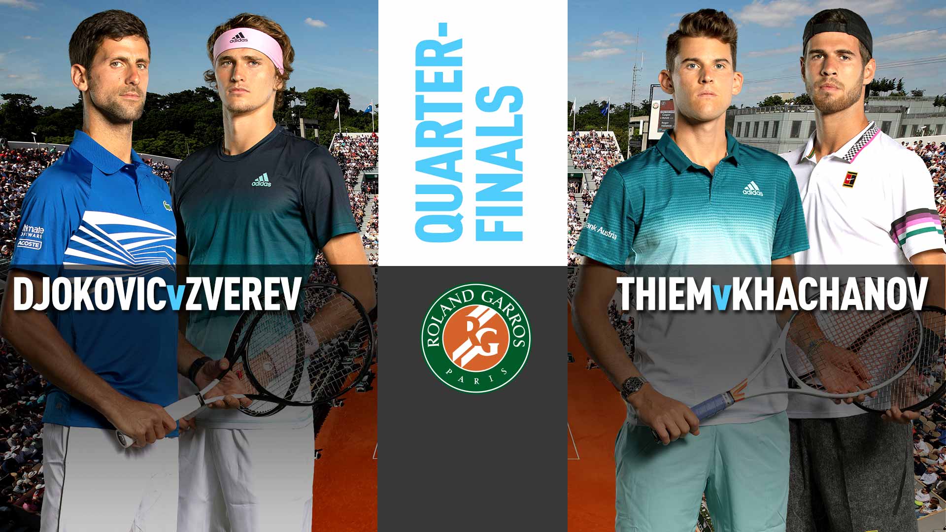 Preview Djokovic V Zverev Thiem V Khachanov In Roland Garros Quarter Finals French Open 2019 Atp Tour Tennis