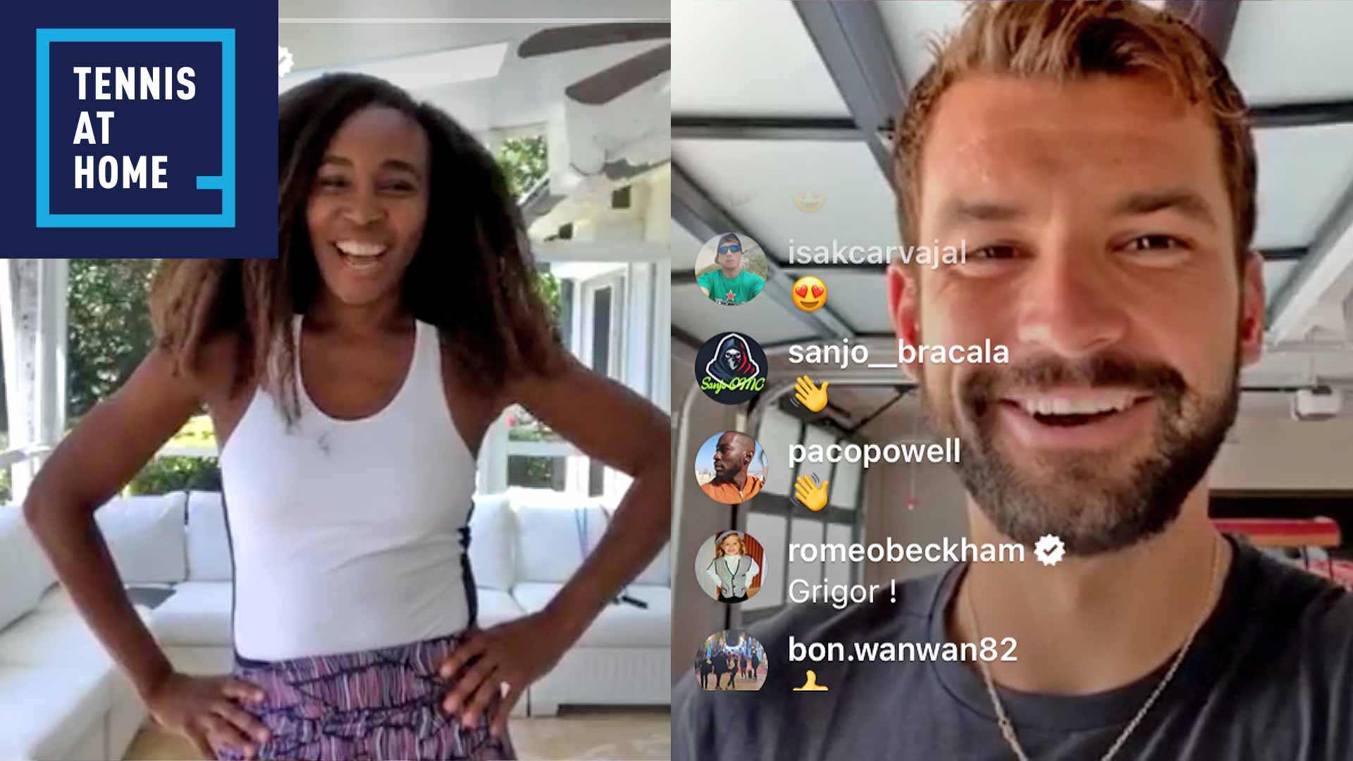 Venus Williams and Grigor Dimitrovs Group Workout On Instagram Live ATP Tour Tennis
