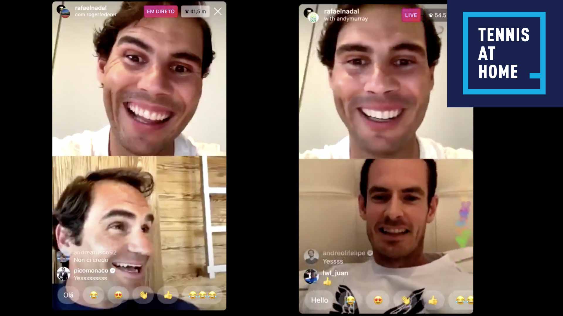 After Slow Start Rafael Nadal Grills Roger Federer Andy Murray On Instagram Live Atp Tour Tennis